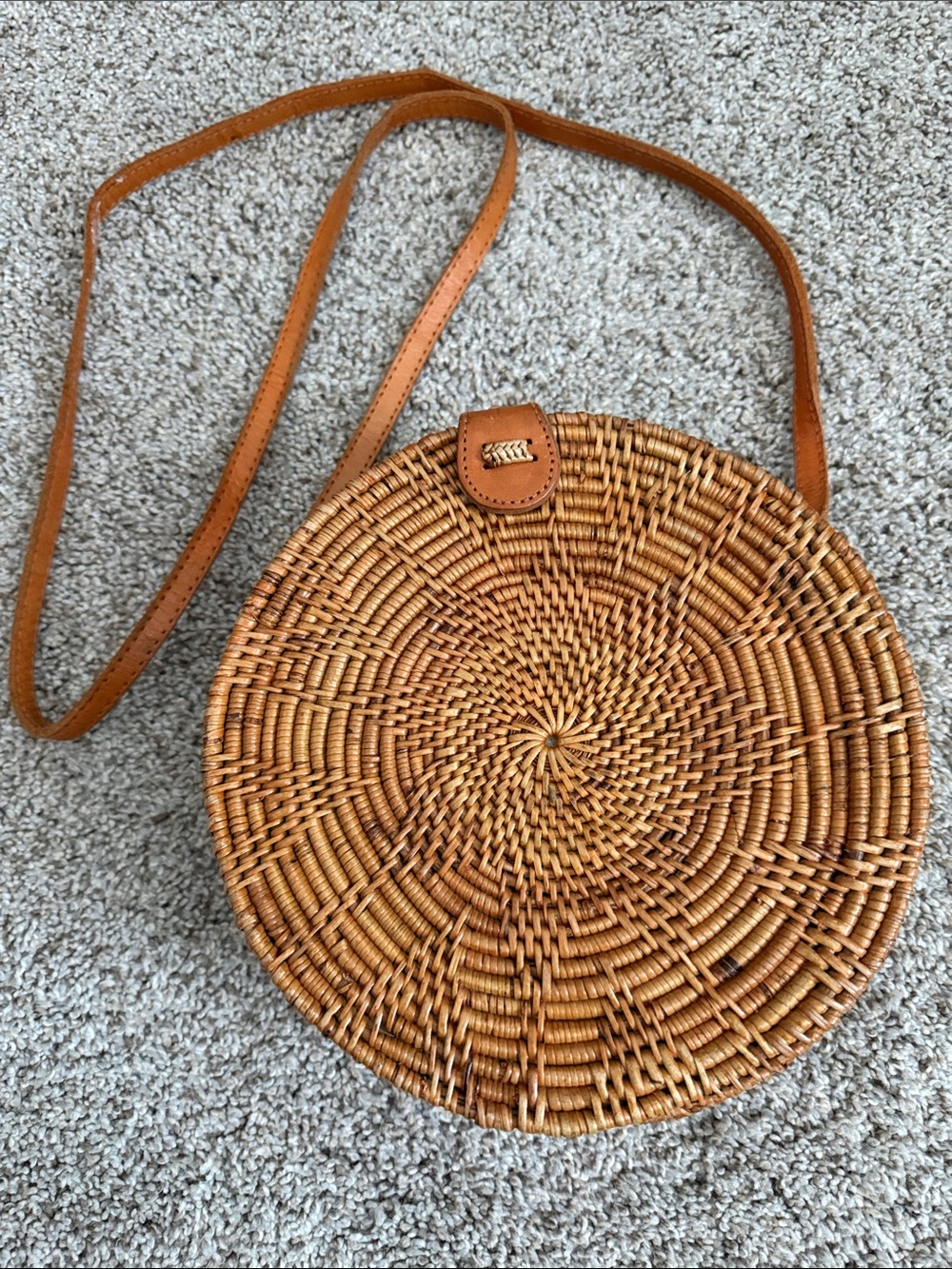Round Rattan Woven Straw Crossbody Shoulder Bag